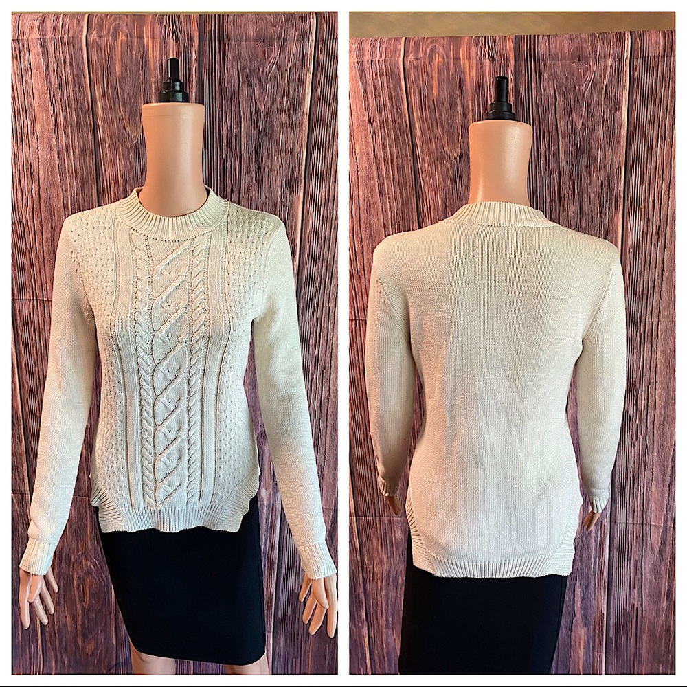 Antonio Melani sz medium white cream braided knit boho basic scoop neck